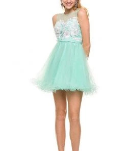 Short Sleeveless Floral Embroidered Dress By Nox Anabel 6040