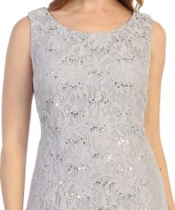 Short Sleeveless Lace Dress With Cape By Celavie 6365