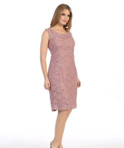 Short Sleeveless Lace Dress With Cape By Celavie 6365