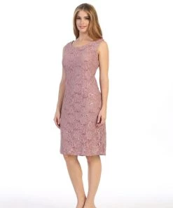 Short Sleeveless Lace Dress With Cape By Celavie 6365