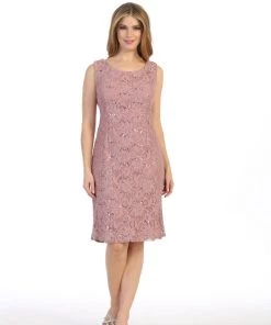 Short Sleeveless Lace Dress With Cape By Celavie 6365