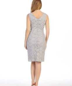 Short Sleeveless Lace Dress With Cape By Celavie 6365