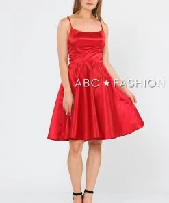 Prom Short Sleeveless Satin Dress With Corset Back By Poly USA 9065 13 Prom Short Sleeveless Satin Dress With Corset Back By Poly USA 9065