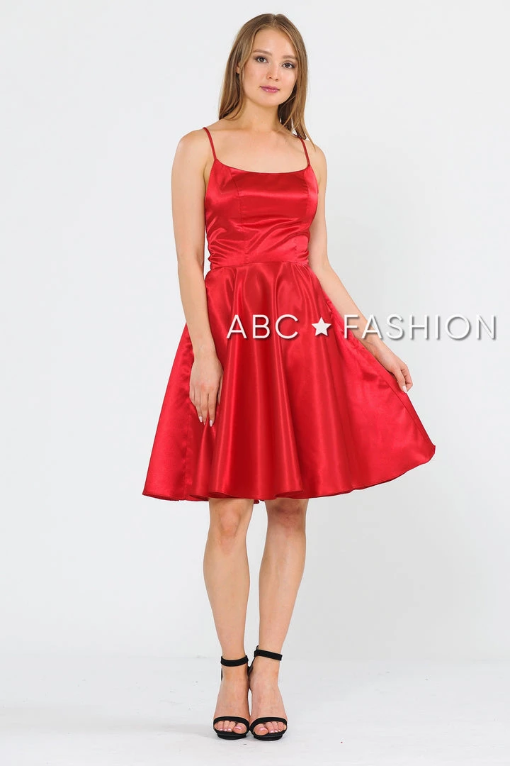 Prom Short Sleeveless Satin Dress With Corset Back By Poly USA 9065 6 Prom Short Sleeveless Satin Dress With Corset Back By Poly USA 9065