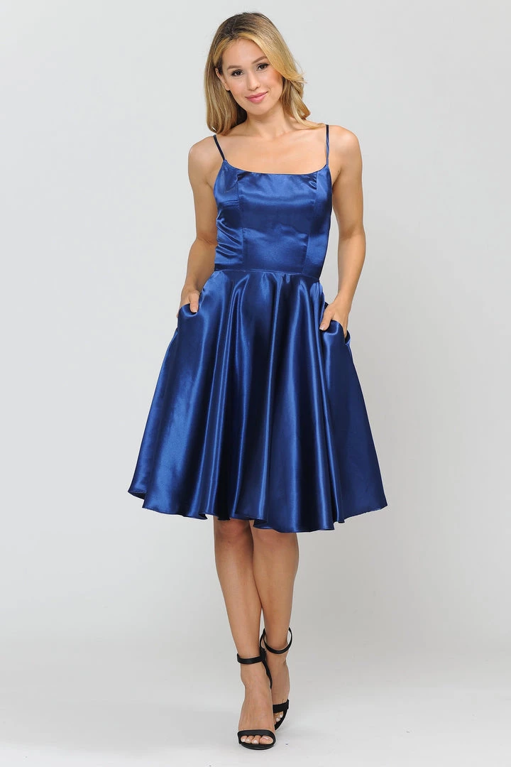 Prom Short Sleeveless Satin Dress With Corset Back By Poly USA 9065 7 Prom Short Sleeveless Satin Dress With Corset Back By Poly USA 9065