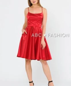 Prom Short Sleeveless Satin Dress With Corset Back By Poly USA 9065