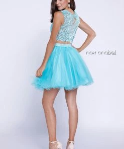 Prom Short Sleeveless Two-Piece Dress With Lace Top By Nox Anabel 6057 11 Prom Short Sleeveless Two-Piece Dress With Lace Top By Nox Anabel 6057