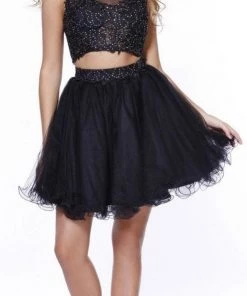 Prom Short Sleeveless Two-Piece Dress With Lace Top By Nox Anabel 6057 9 Prom Short Sleeveless Two-Piece Dress With Lace Top By Nox Anabel 6057