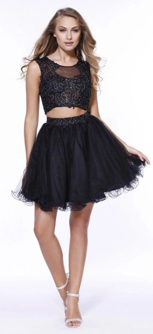 Prom Short Sleeveless Two-Piece Dress With Lace Top By Nox Anabel 6057 5 Prom Short Sleeveless Two-Piece Dress With Lace Top By Nox Anabel 6057