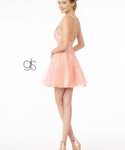 Prom Short Square Neck Mesh Dress By Elizabeth K GS2866