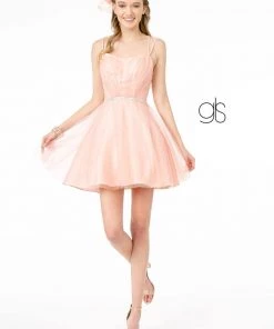 Prom Short Square Neck Mesh Dress By Elizabeth K GS2866