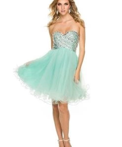 Prom Short Strapless Beaded Cocktail Dress By Nox Anabel 6010