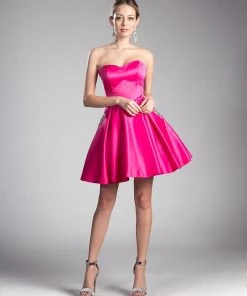 Prom Short Strapless Satin Dress By Cinderella Divine 13053-1 11 Prom Short Strapless Satin Dress By Cinderella Divine 13053-1