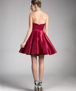 Prom Short Strapless Satin Dress By Cinderella Divine 13053-1