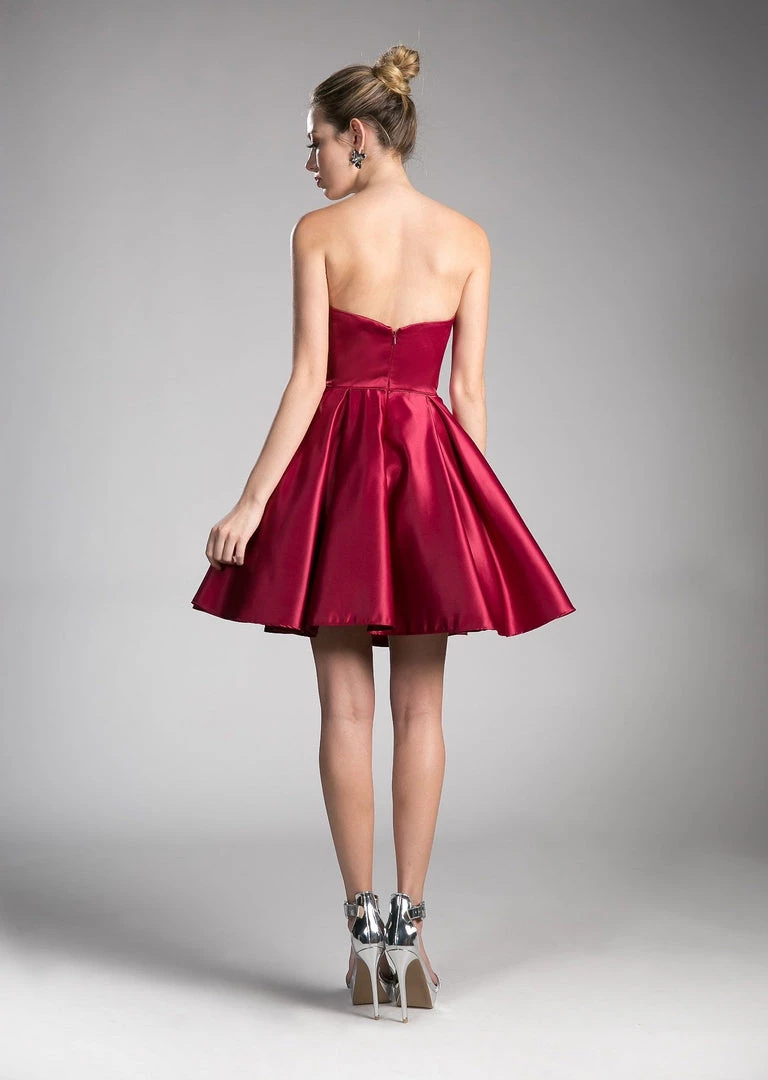 Prom Short Strapless Satin Dress By Cinderella Divine 13053-1 4 Prom Short Strapless Satin Dress By Cinderella Divine 13053-1