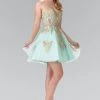 Short Strapless Dress With Gold Lace Applique By Elizabeth K GS2371