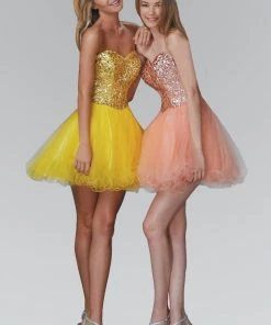 Short Strapless Dress With Jeweled Bodice By Elizabeth K GS2034