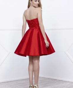 Short Strapless Dress With Lace Applique By Nox Anabel 6265