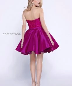 Short Strapless Dress With Lace Applique By Nox Anabel 6265