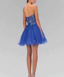 Prom Short Strapless Dress With Lace Bodice By Elizabeth K GS1110