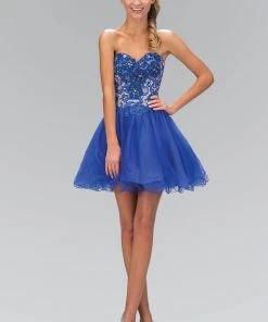 Prom Short Strapless Dress With Lace Bodice By Elizabeth K GS1110