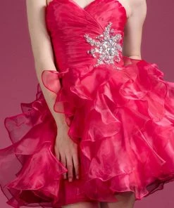 Prom Short Strapless Ruffled Dress By Cinderella Divine JC822