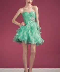 Prom Short Strapless Ruffled Dress By Cinderella Divine JC822