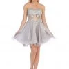 Prom Short Strapless Dress With Sheer Applique Bodice By Celavie 5013