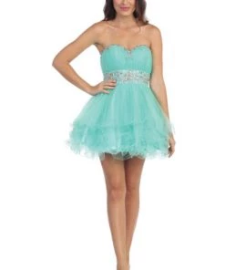 Prom Short Strapless Dress With Tiered Ruffled Skirt By Star Box 568