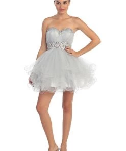 Prom Short Strapless Dress With Tiered Ruffled Skirt By Star Box 568