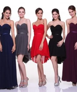 Short Strapless Dress With Twist Front By Cinderella Divine 7456