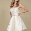 Short Strapless Satin Dress With Pockets By Nox Anabel Y661 Prom