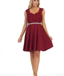 Prom Short Sweetheart Dress With Sequin Lace Bodice By Celavie 6376