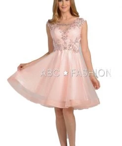 Short Sweetheart Illusion Dress With Jeweled Bodice By Poly USA 8098 Prom
