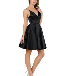 Prom Short Sweetheart Satin Dress With Pockets By Poly USA 8374