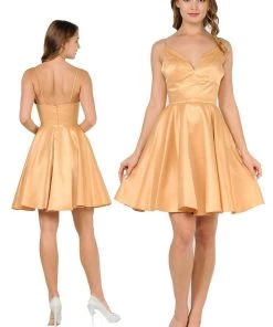 Prom Short Sweetheart Satin Dress With Pockets By Poly USA 8374