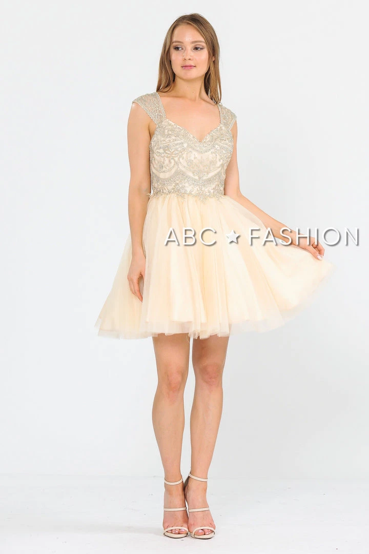 Prom Short Tulle Dress With Embellished Bodice By Poly USA 8284 5 Prom Short Tulle Dress With Embellished Bodice By Poly USA 8284