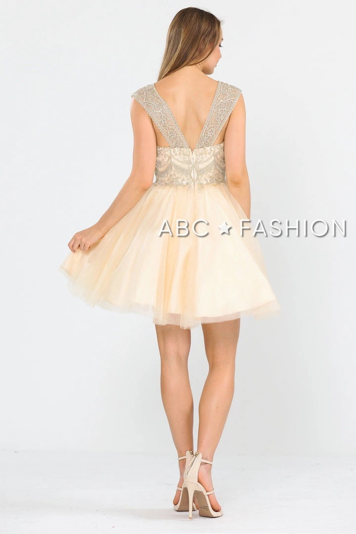 Prom Short Tulle Dress With Embellished Bodice By Poly USA 8284 4 Prom Short Tulle Dress With Embellished Bodice By Poly USA 8284