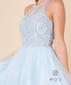 Short Tulle Dress With Embroidered Applique Bodice By Nox Anabel B652