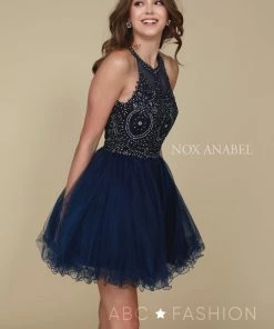 Short Tulle Dress With Embroidered Applique Bodice By Nox Anabel B652