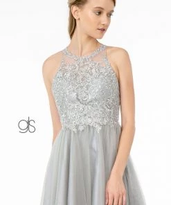 Short Tulle Dress With Embroidered Bodice By Elizabeth K GS2809 Prom