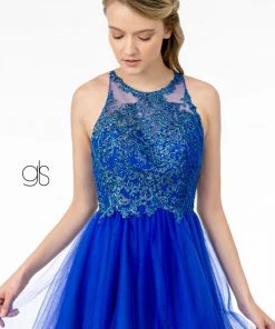 Short Tulle Dress With Embroidered Bodice By Elizabeth K GS2809 Prom