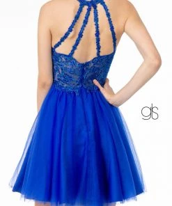 Short Tulle Dress With Embroidered Bodice By Elizabeth K GS2809 Prom