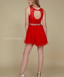 Short Tulle Dress With Embroidered Bodice By Nox Anabel 6252