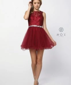 Short Tulle Dress With Embroidered Bodice By Nox Anabel 6252