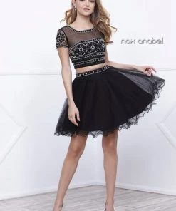 Prom Short Two Piece Dress With Beaded Illusion Top By Nox Anabel 6229