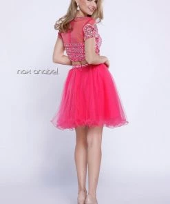Prom Short Two Piece Dress With Beaded Illusion Top By Nox Anabel 6229