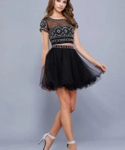 Prom Short Two Piece Dress With Beaded Illusion Top By Nox Anabel 6229