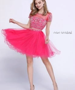 Prom Short Two Piece Dress With Beaded Illusion Top By Nox Anabel 6229