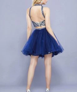 Short Two Piece Dress With Beaded Top By Nox Anabel 6326